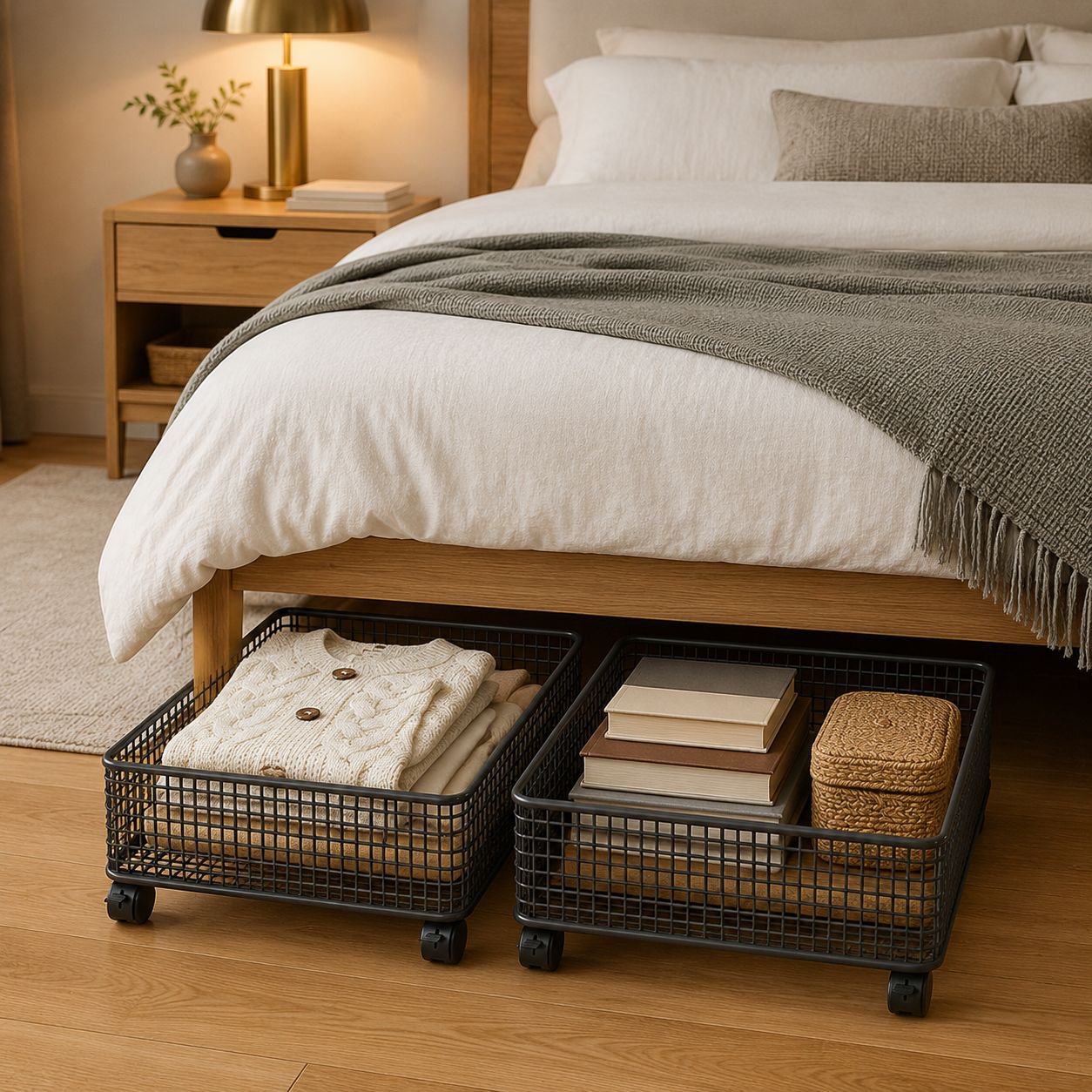 Maximize bedroom space with metal rolling storage box