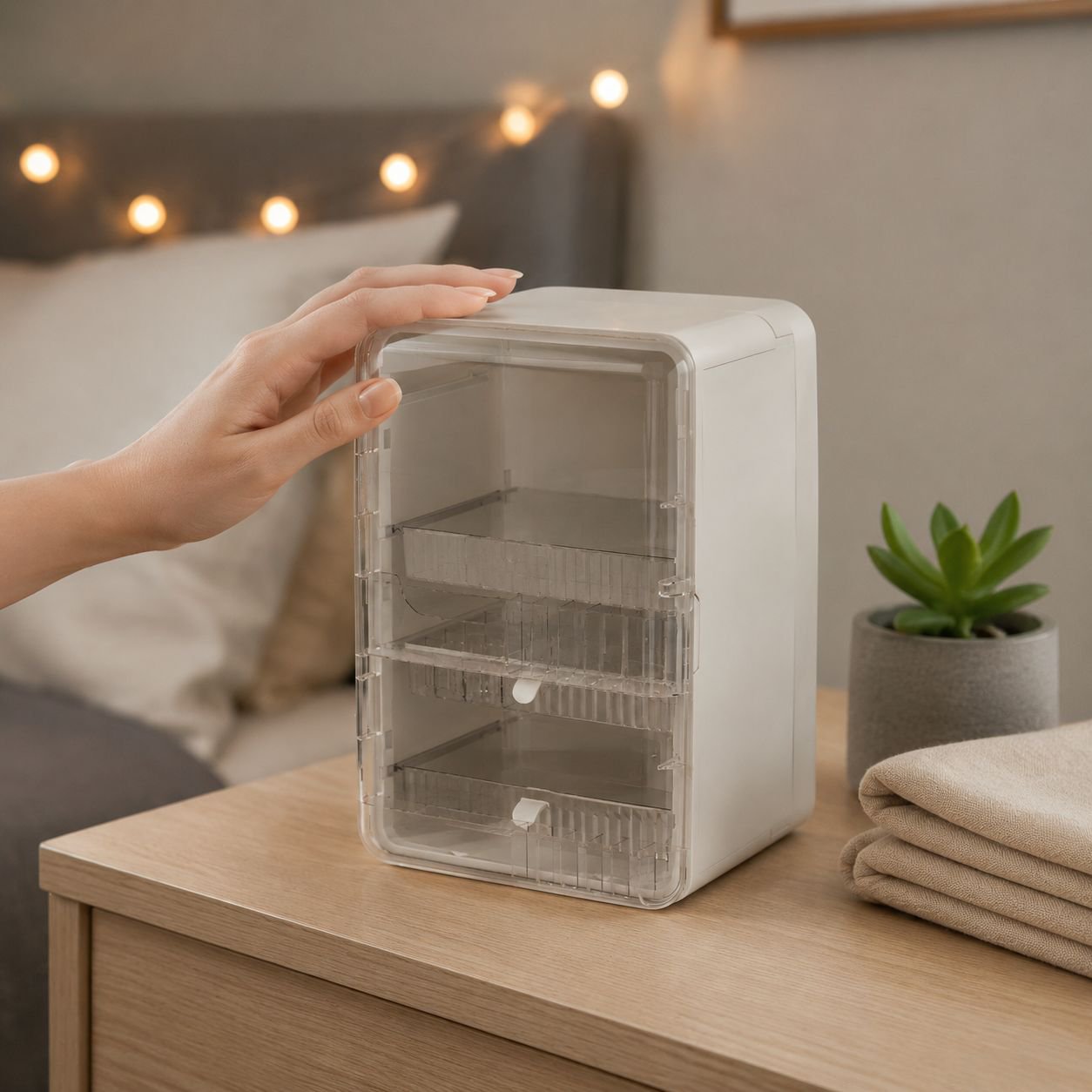 Large capacity makeup box for skincare and cosmetics