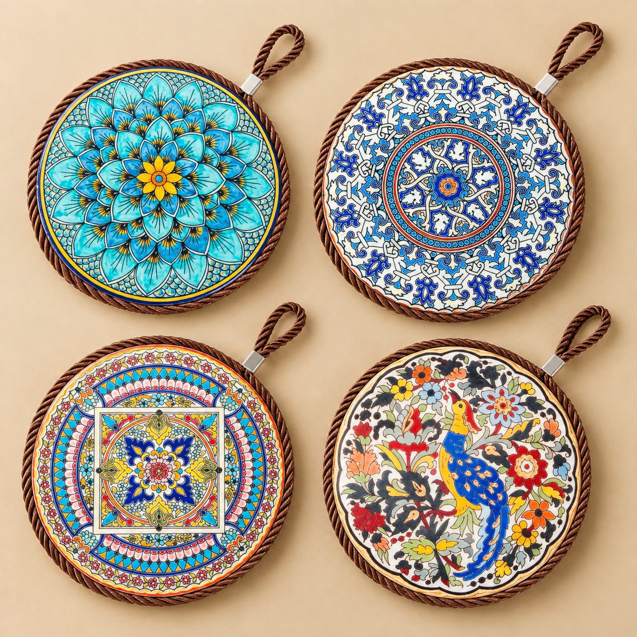 Vintage Ceramic Heat Resistant Trivet Mat Anti-Scald Pot Holder