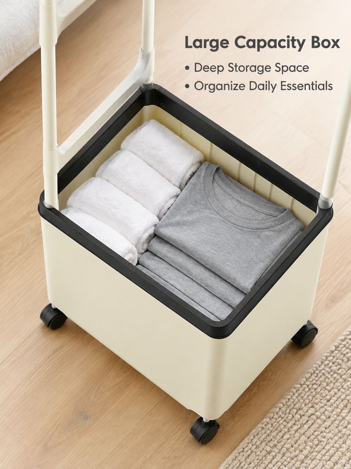 Bedside storage rack with wheels