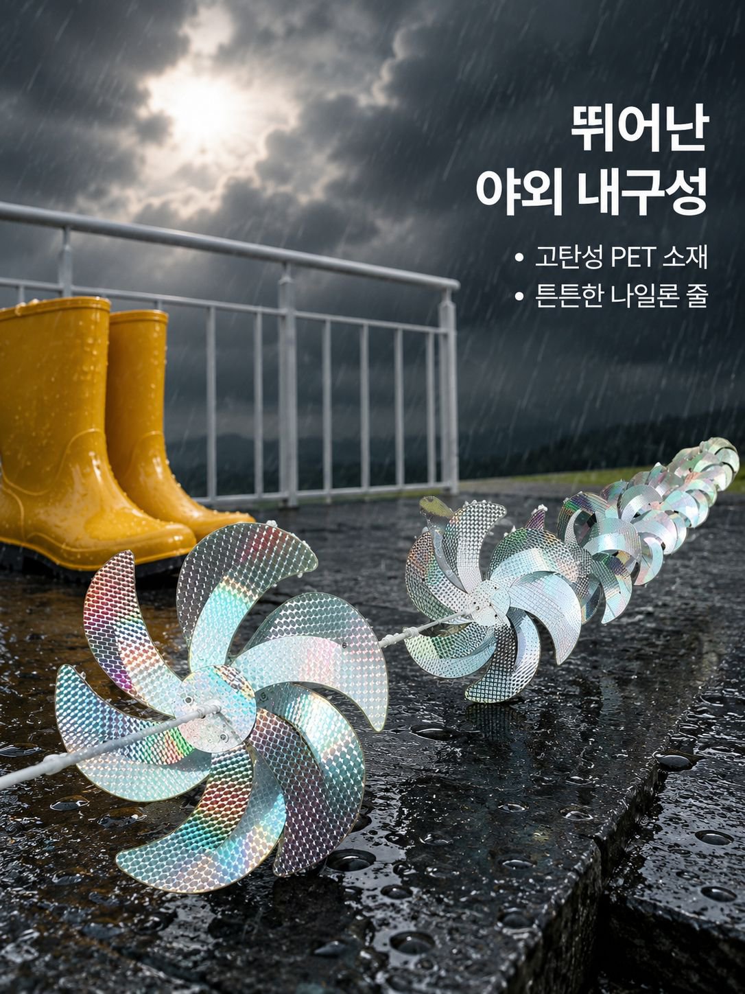 야외 조류 퇴치 바람개비 레이저 반사 회전형 새 쫓는 바람개비 과수원 정원용