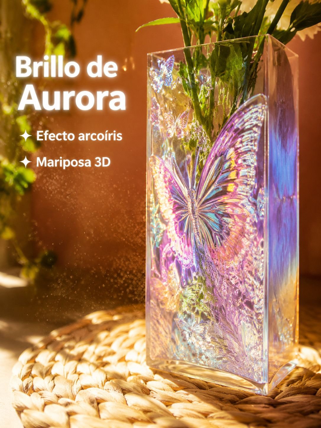 Florero de vidrio para hidroponia