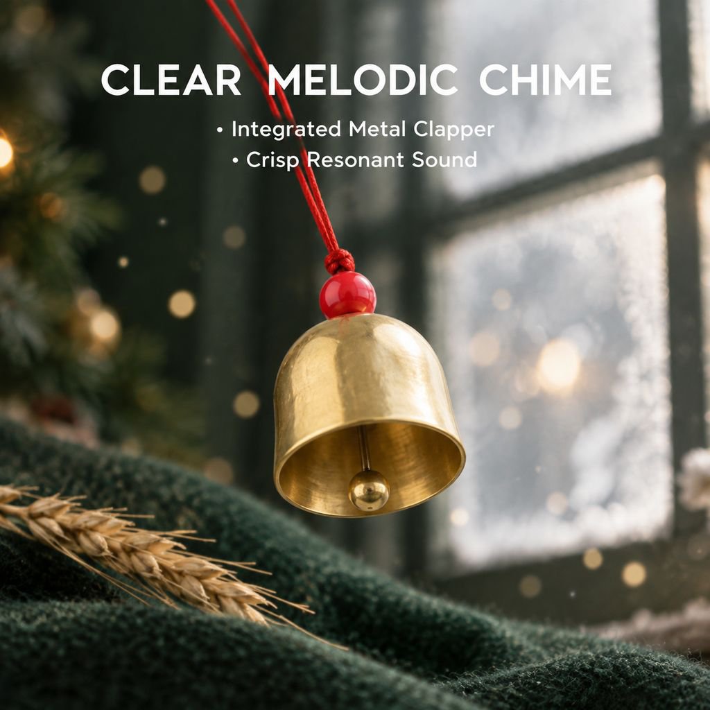 Brass Bell Wind Chime Alloy Bell with Clapper Red Cord Christmas Charm