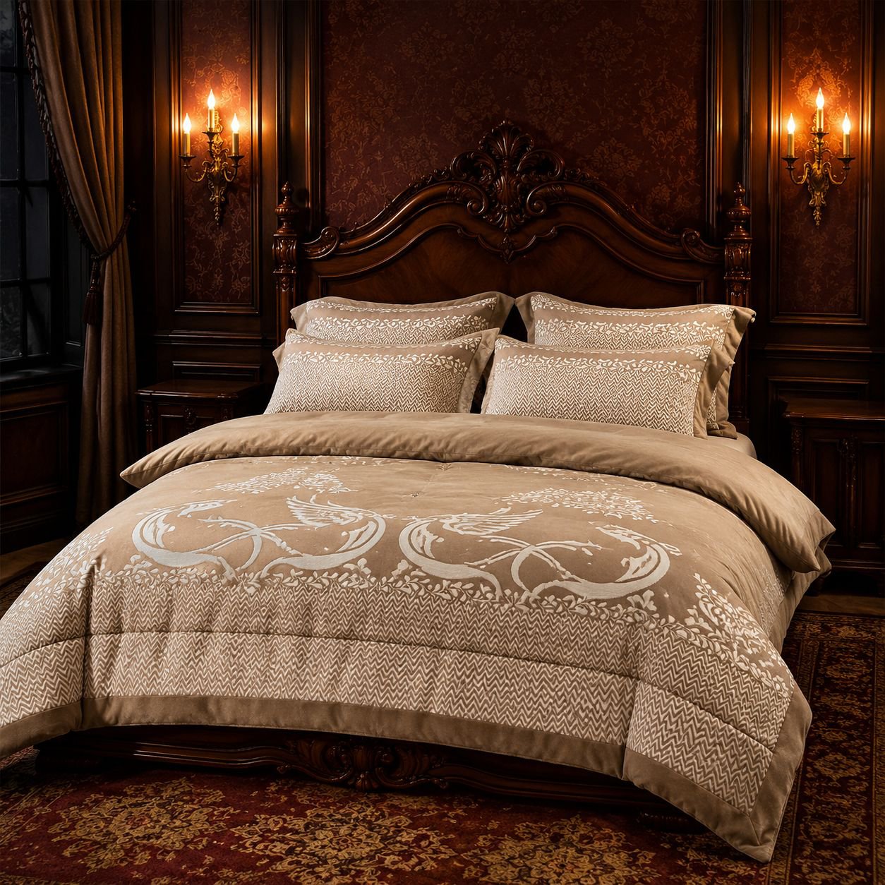 Funda de almohada de terciopelo con diseño de cisne