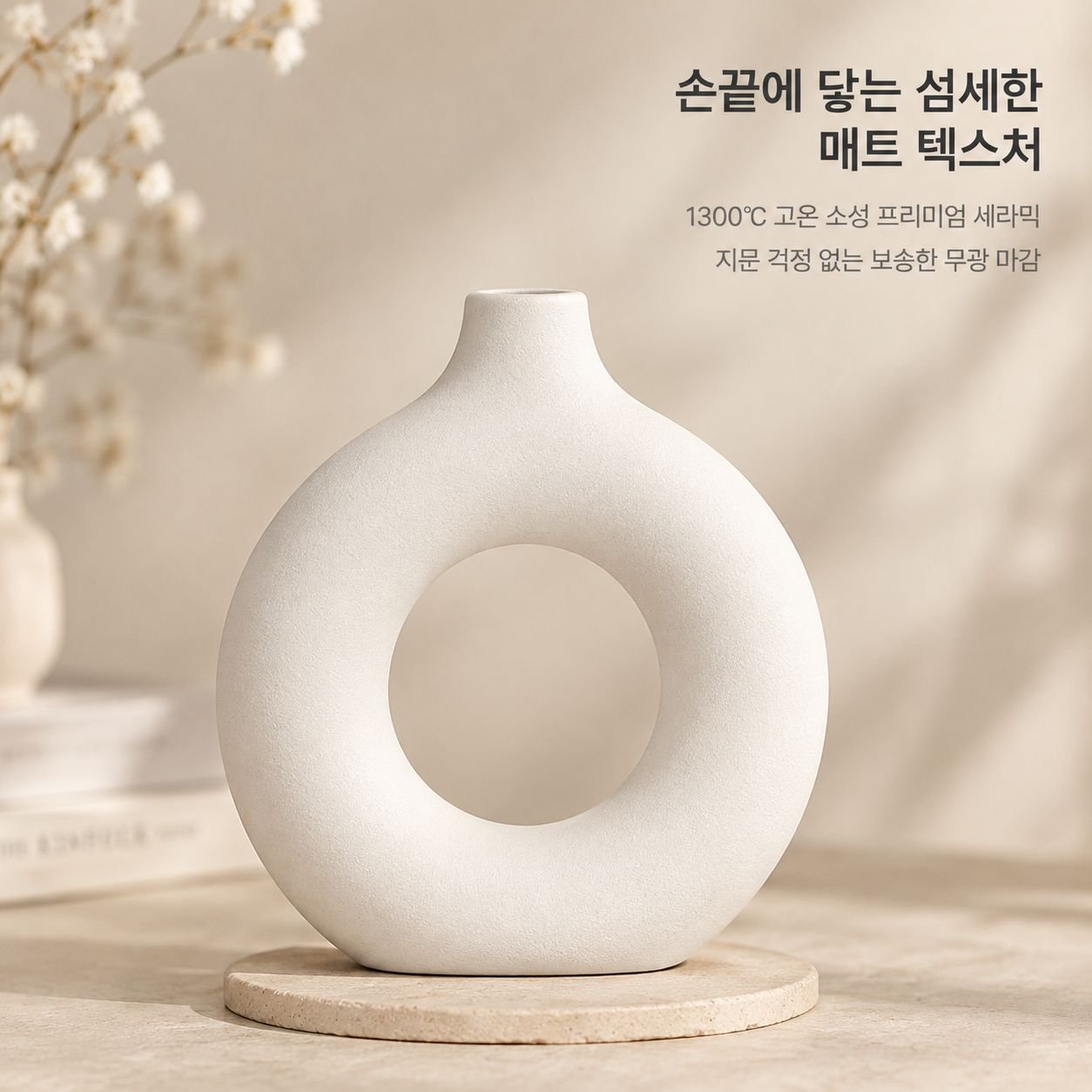 모던 도넛 화병 북유럽 감성 드라이플라워 인테리어 세라믹 꽃병 오브제