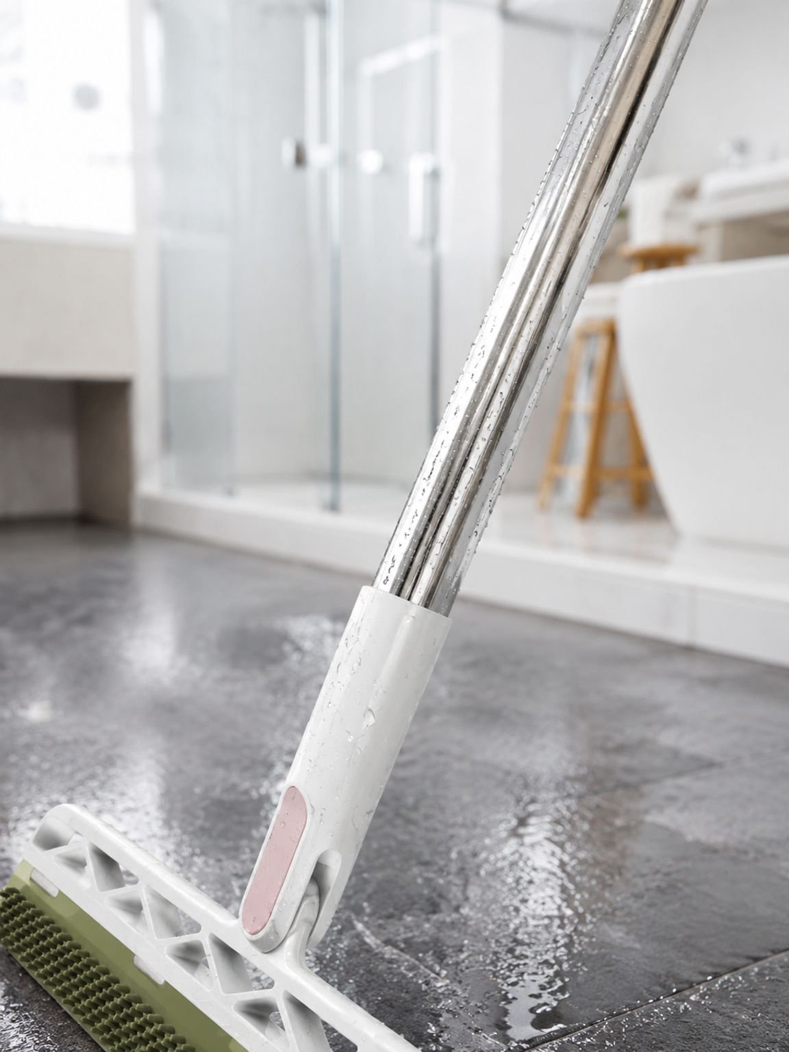 Magic broom shown as part of a home cleaning setup
