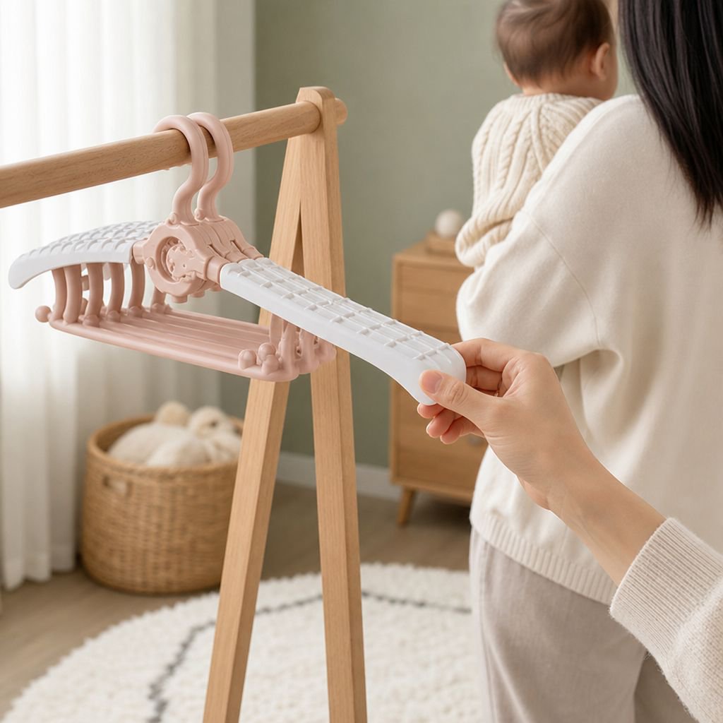 Premium wooden hanger for baby closet organization