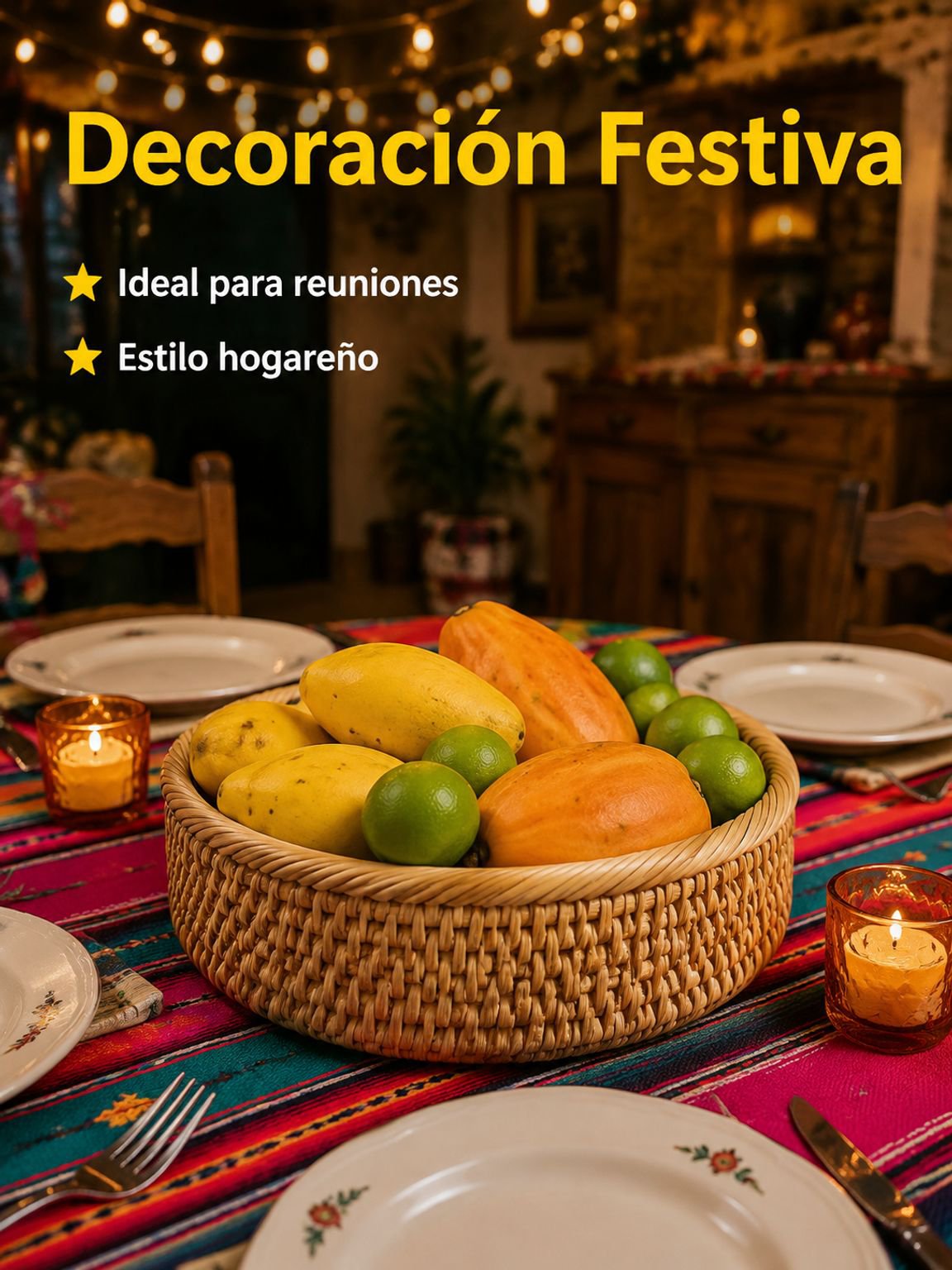Canasta de frutas con enredaderas de otoño