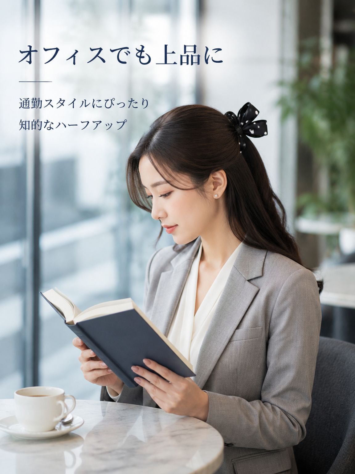 水玉模様のリボン型ヘアクリップ