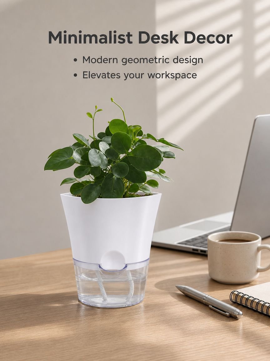 Stylish plastic resin planter for indoor gardening