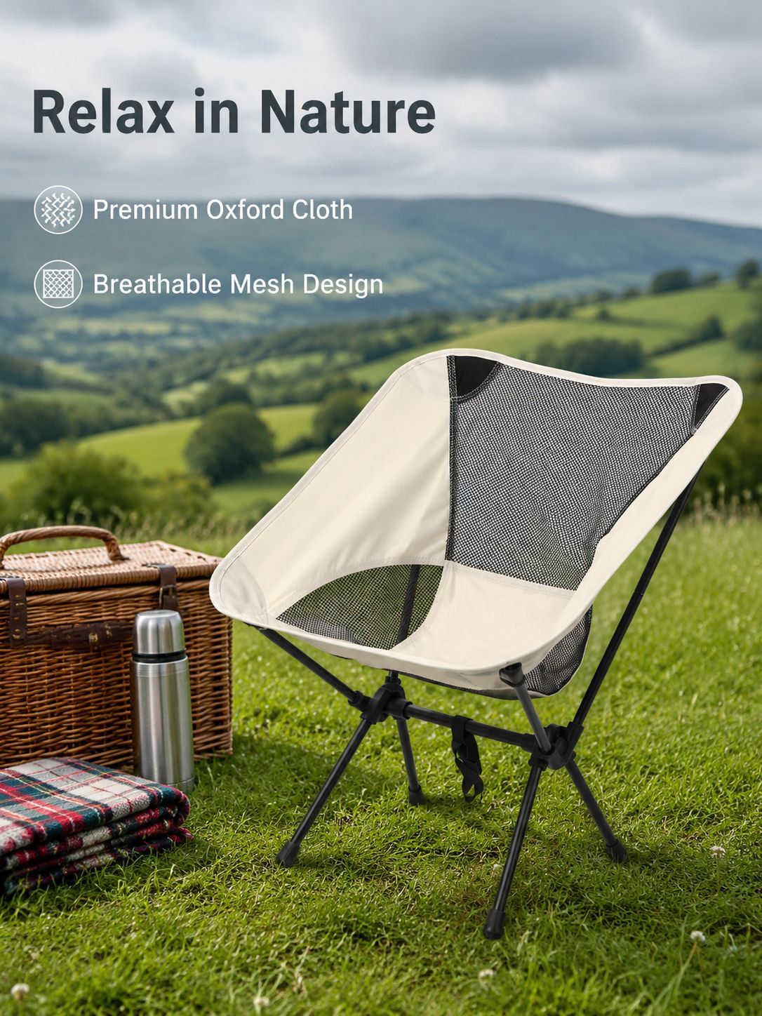 Portable Space Folding Chair Outdoor Beach Chair Fishing Table and Chairs Camping Folding Chair