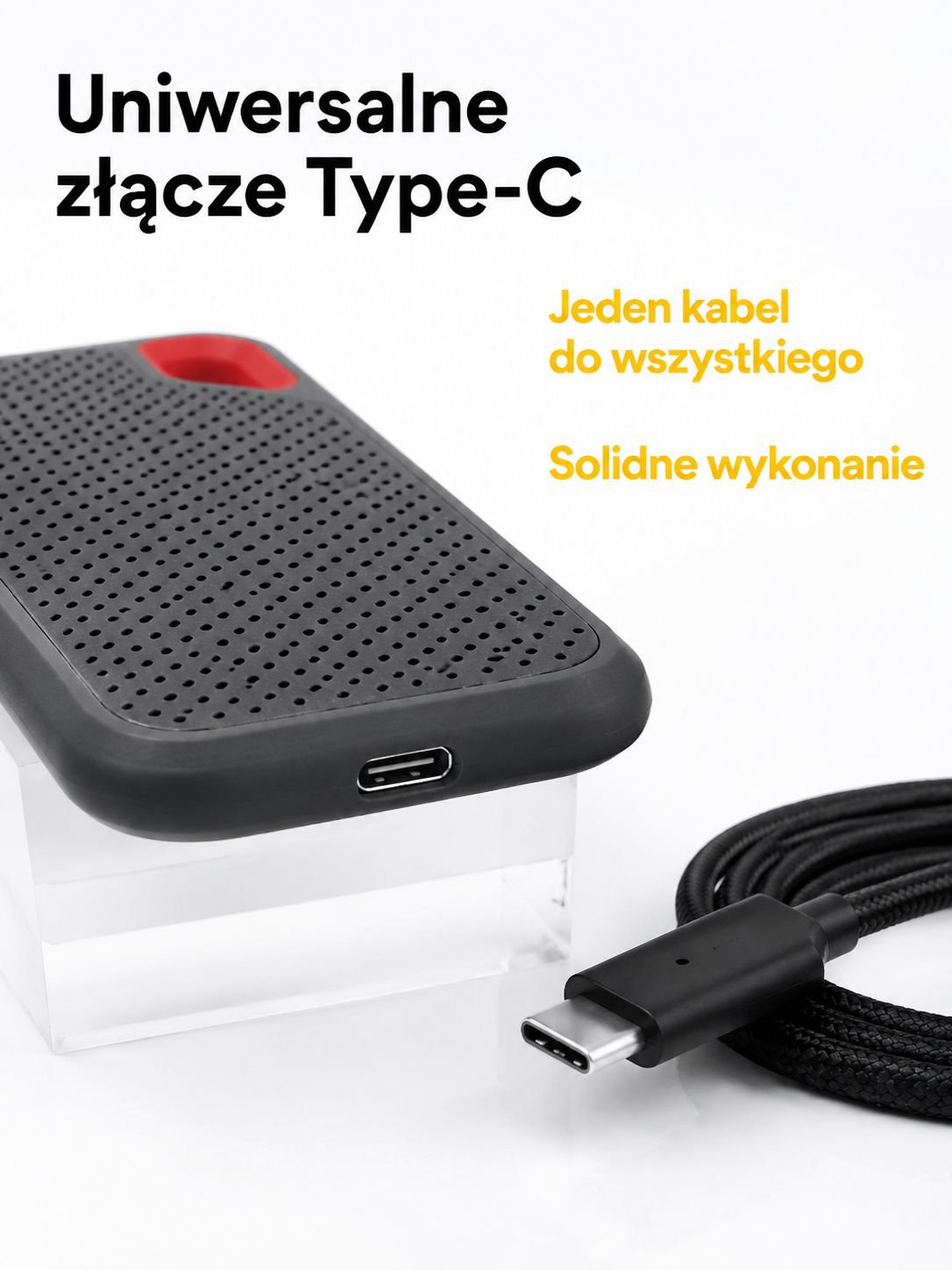 Nowoczesny przenośny dysk SSD na biurku