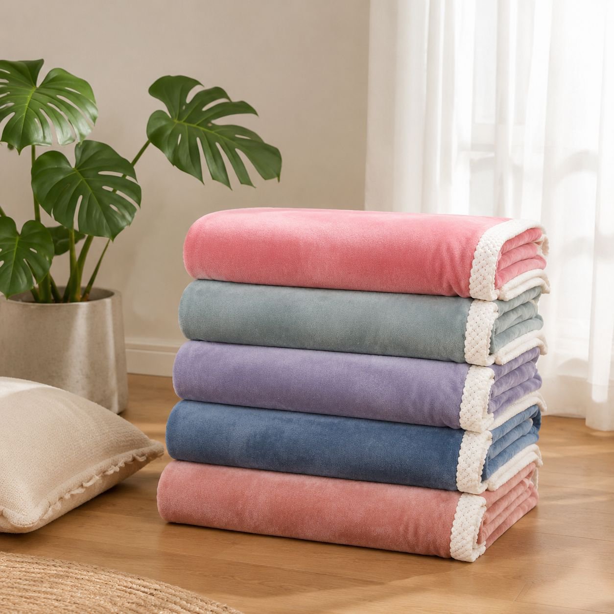 Lightweight yet warm fleece nap blanket