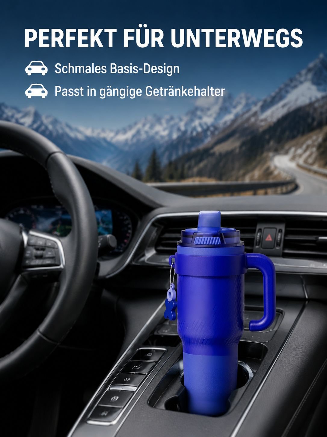 Modischer Edelstahl-Thermobecher mit Strohhalm für Heim und Büro