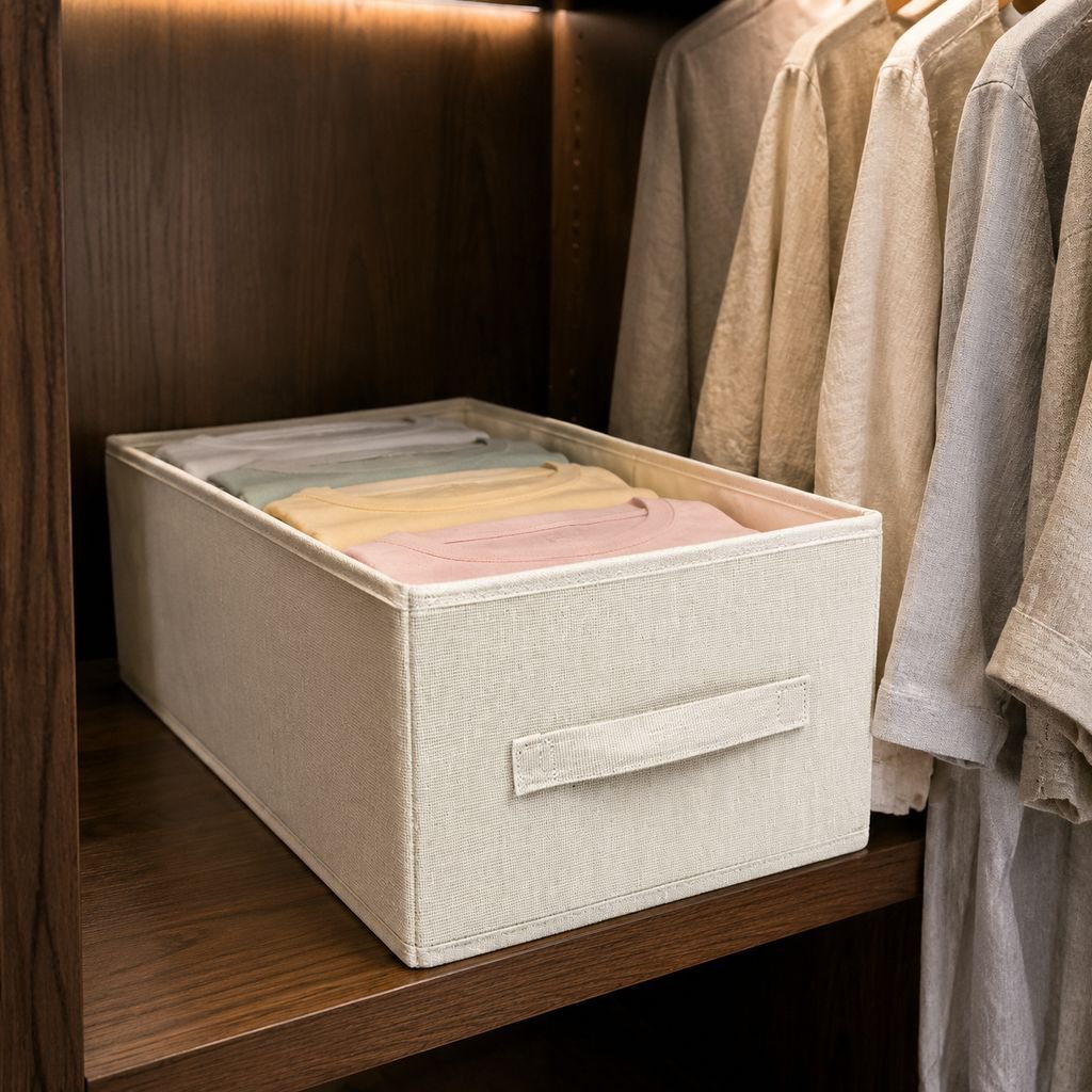 Extra Large Cotton and Linen Organizer Bin
