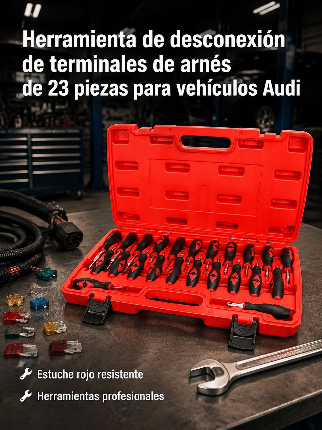 Herramienta de desconexión de terminales de arnés de 23 piezas para vehículos Audi