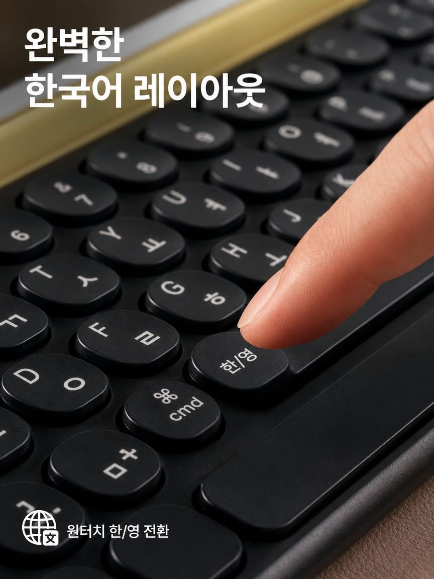 터치 키보드가 장착된 태블릿 케이스 측면 이미지
