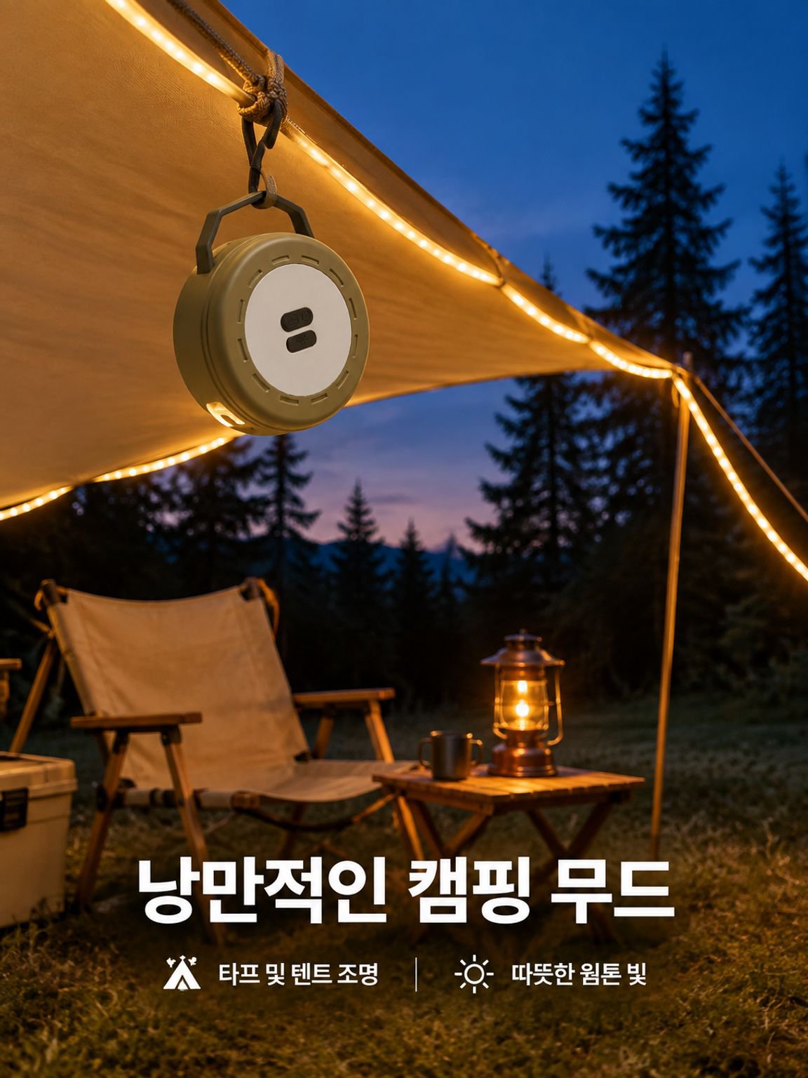 야외 캠핑용 줄자 조명