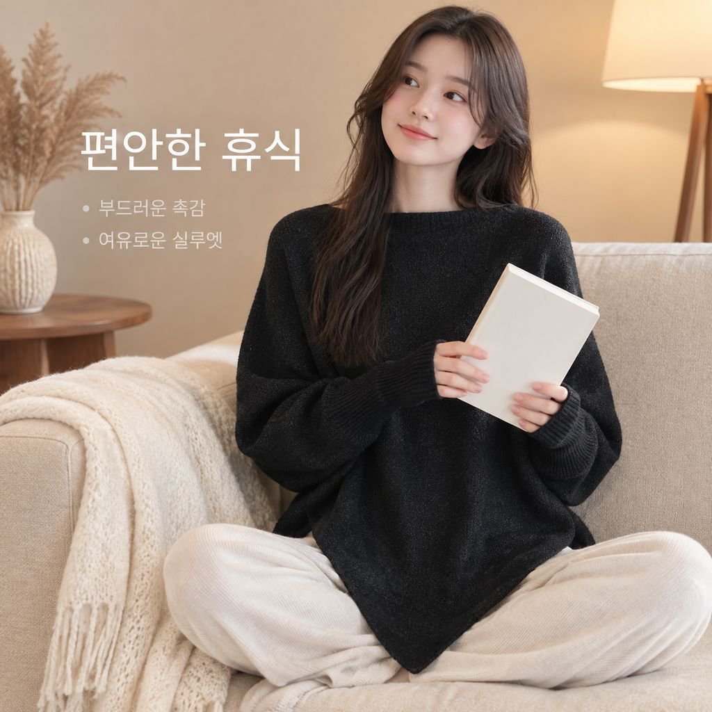 여성용 경량 롱 비대칭 배트윙 슬리브 스웨터