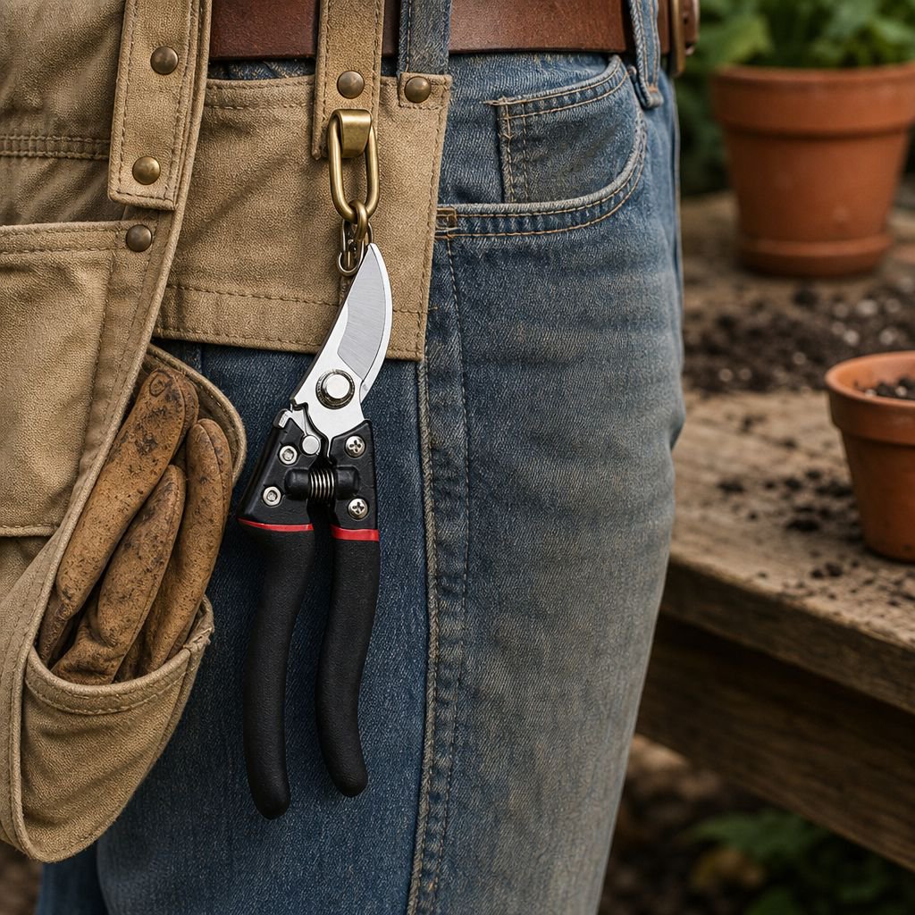 Battery operated stainless steel pruning shears for roses