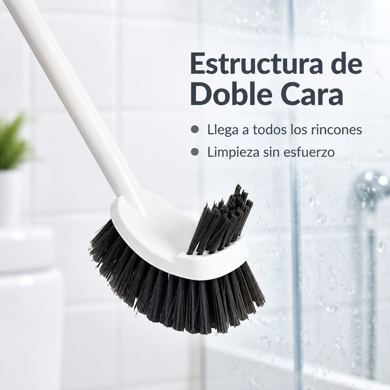 Cepillo de inodoro de doble cabezal y doble cara para una limpieza a fondo