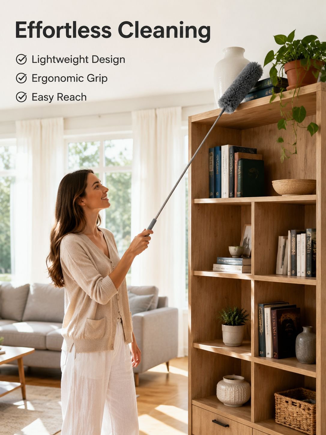 Household Retractable Static Duster Feather Dusting Brush