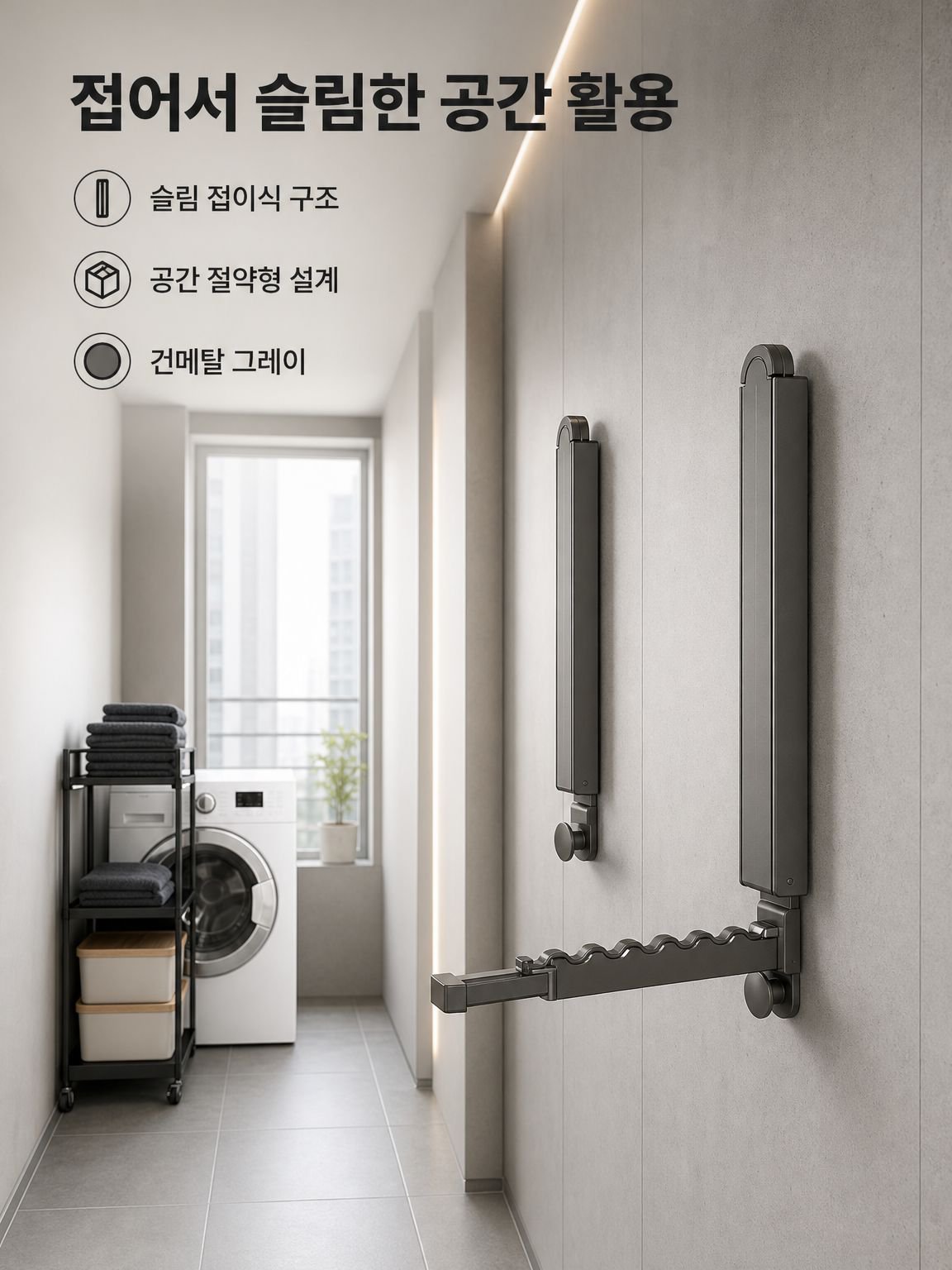 몰드 벽걸이 빨래건조대 음소거 가정용 천공방지와 자외선 차단 부식방지 녹방지