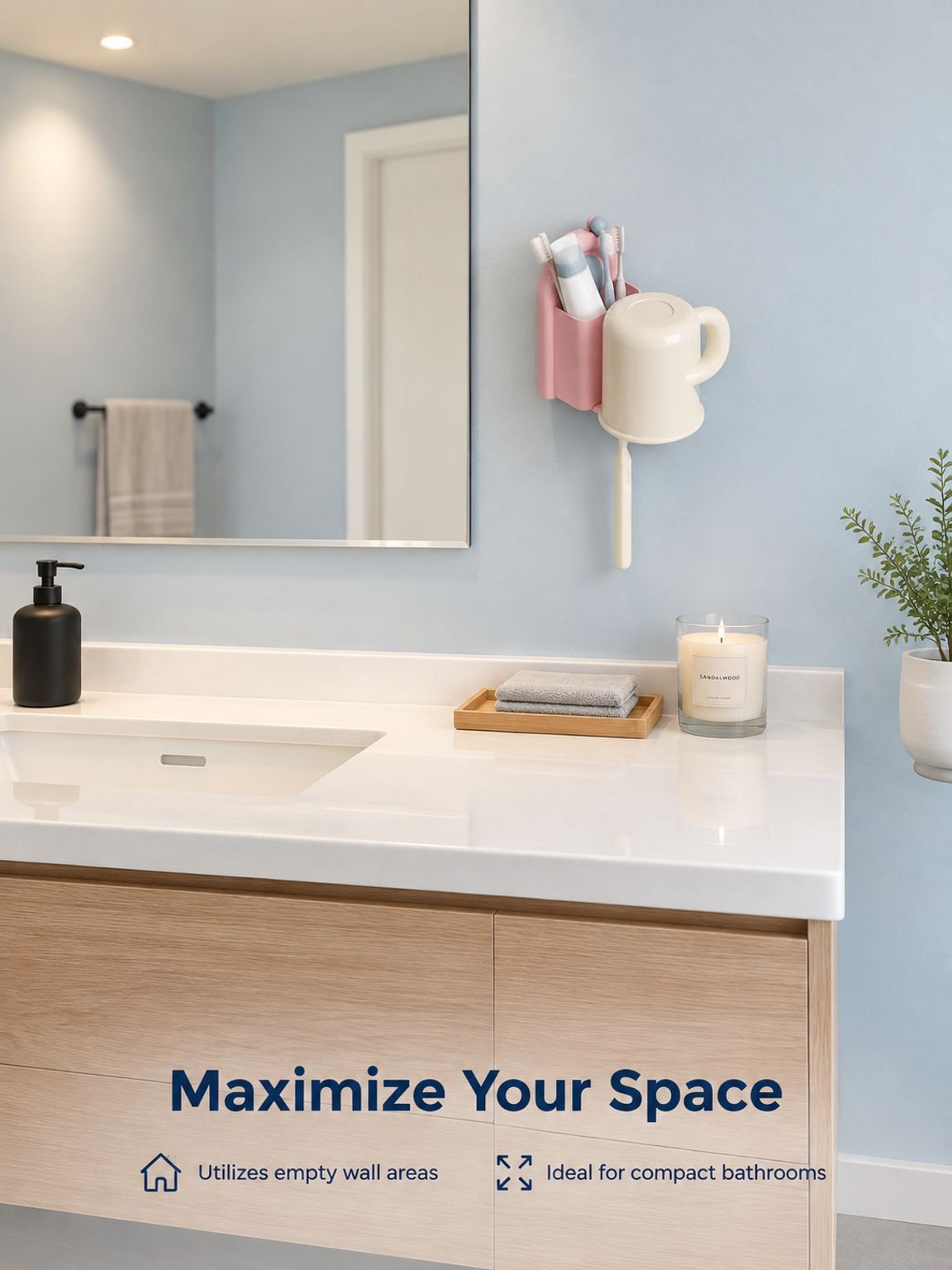 Wall-mounted Electric Toothbrush Holder with Rinse Cup
