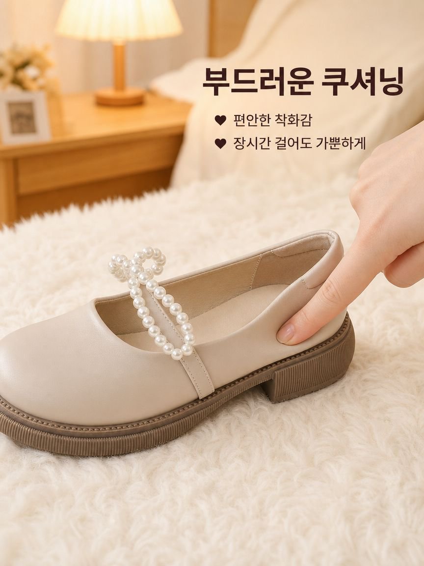 메리제인 슈즈여진주 학원풍 통굽로퍼 빈티지 펌프스 단화