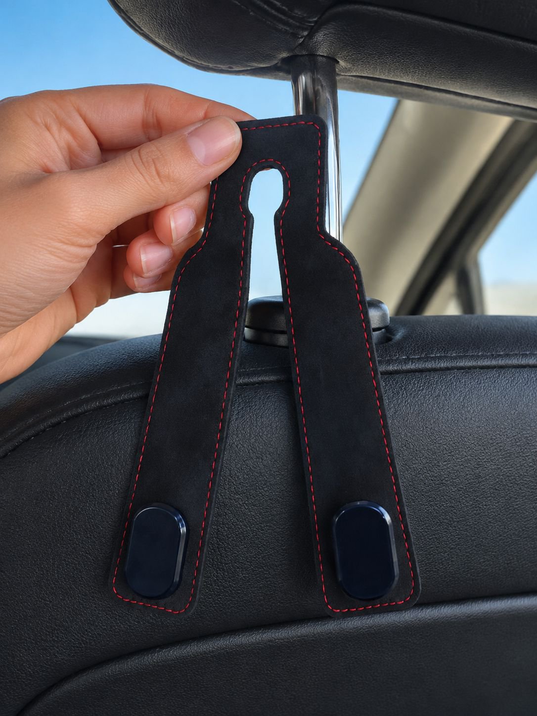 Small headrest storage hook accessory for daily car organization