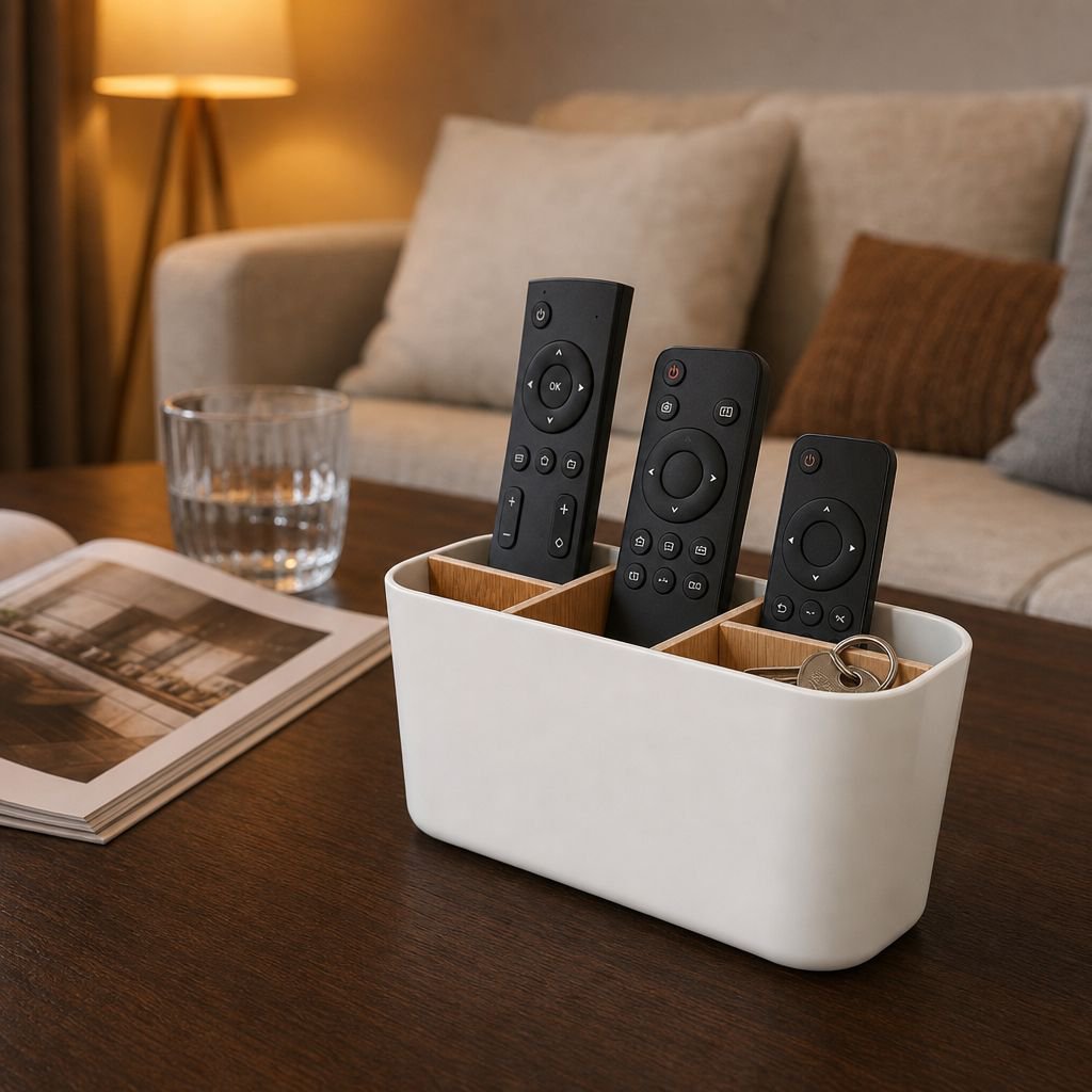 Bamboo Desktop Compartment Organizer Box