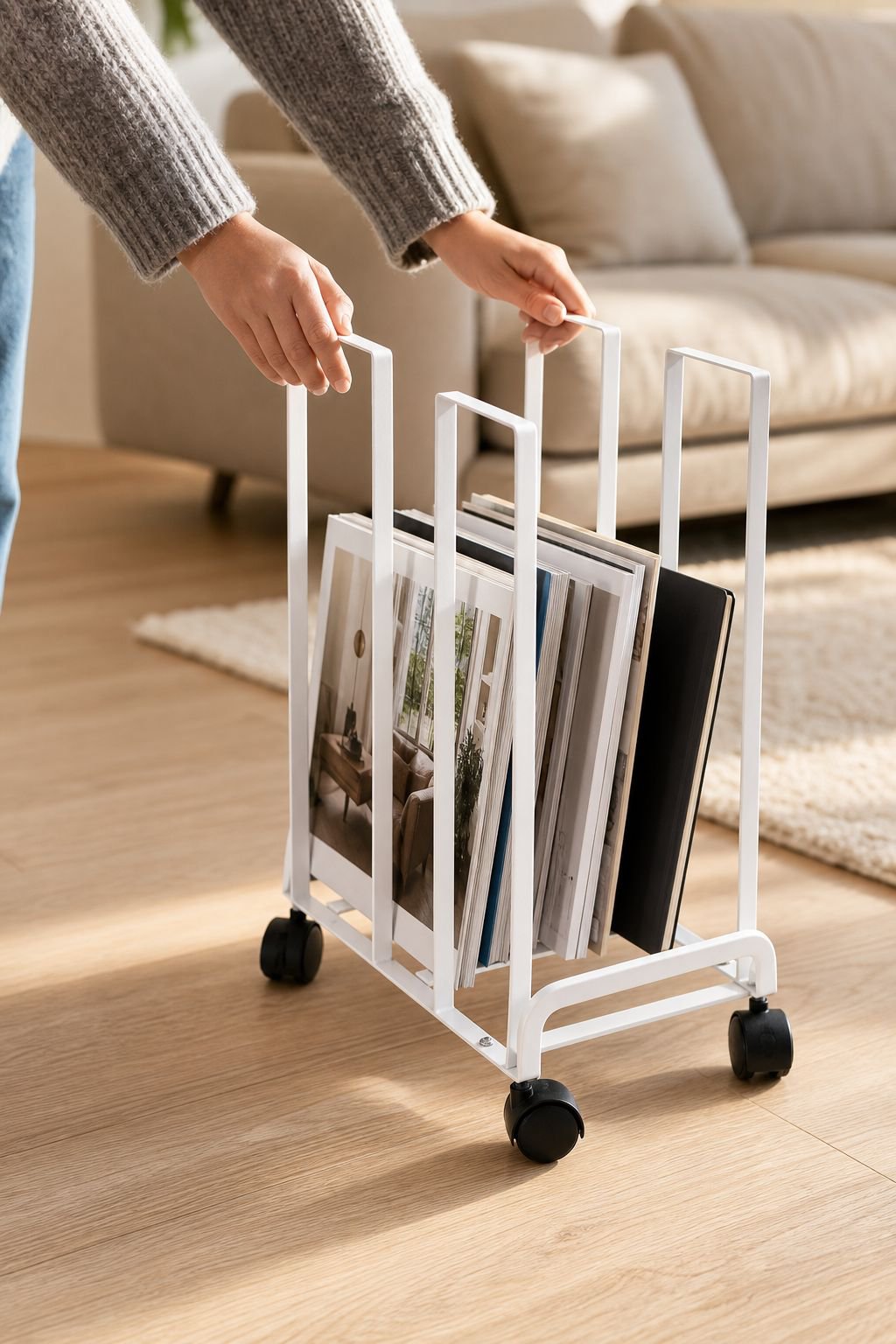 Multi-functional Movable Cardboard Rack