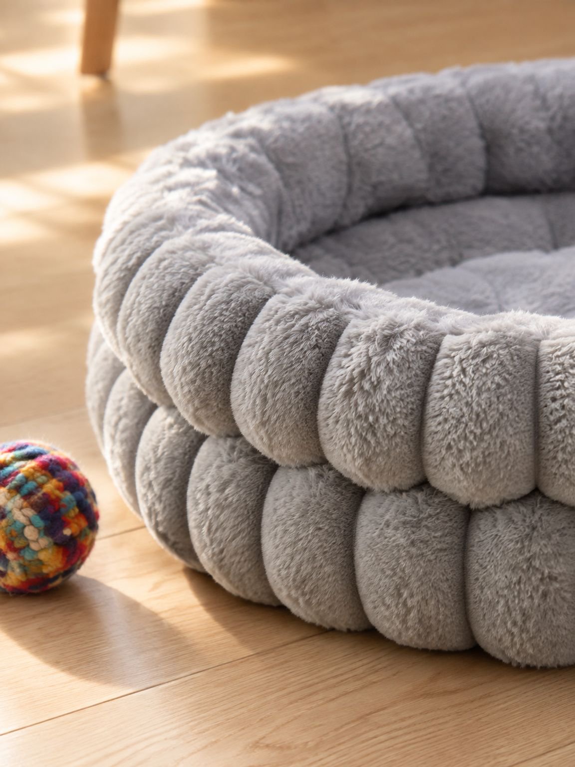 Cama acogedora para gato en sala de estar