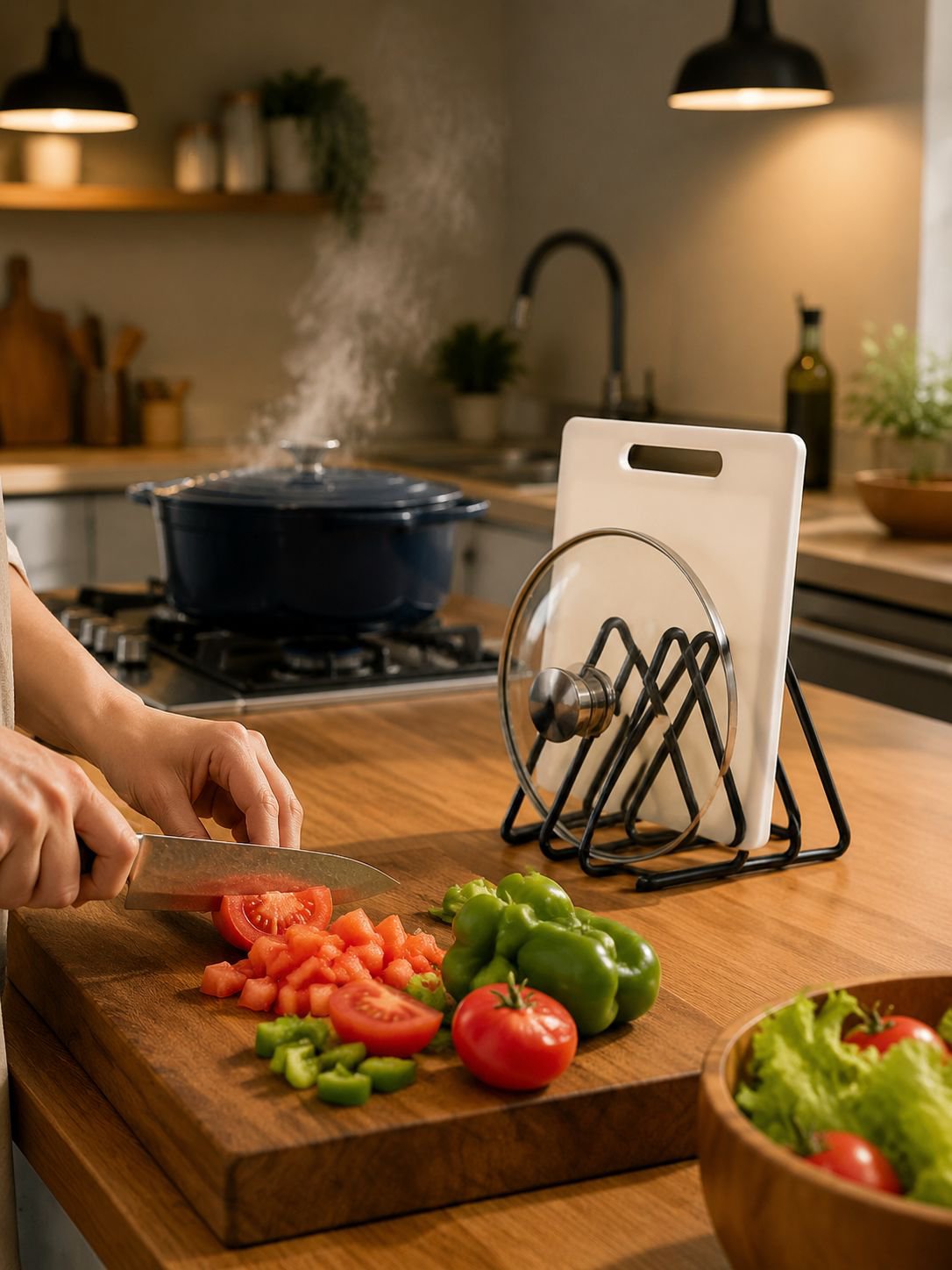Durable kitchen rack organizer with easy access storage design