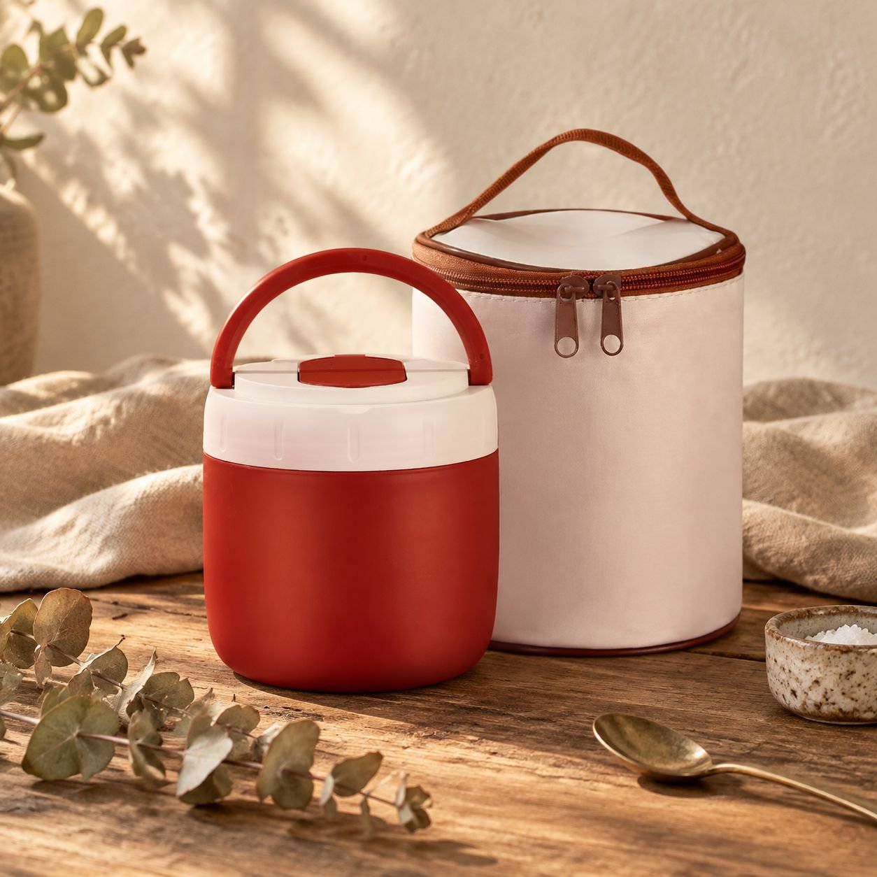 Boîte Repas Isotherme en Inox Bento Portable avec Poignée Étudiant Bureau