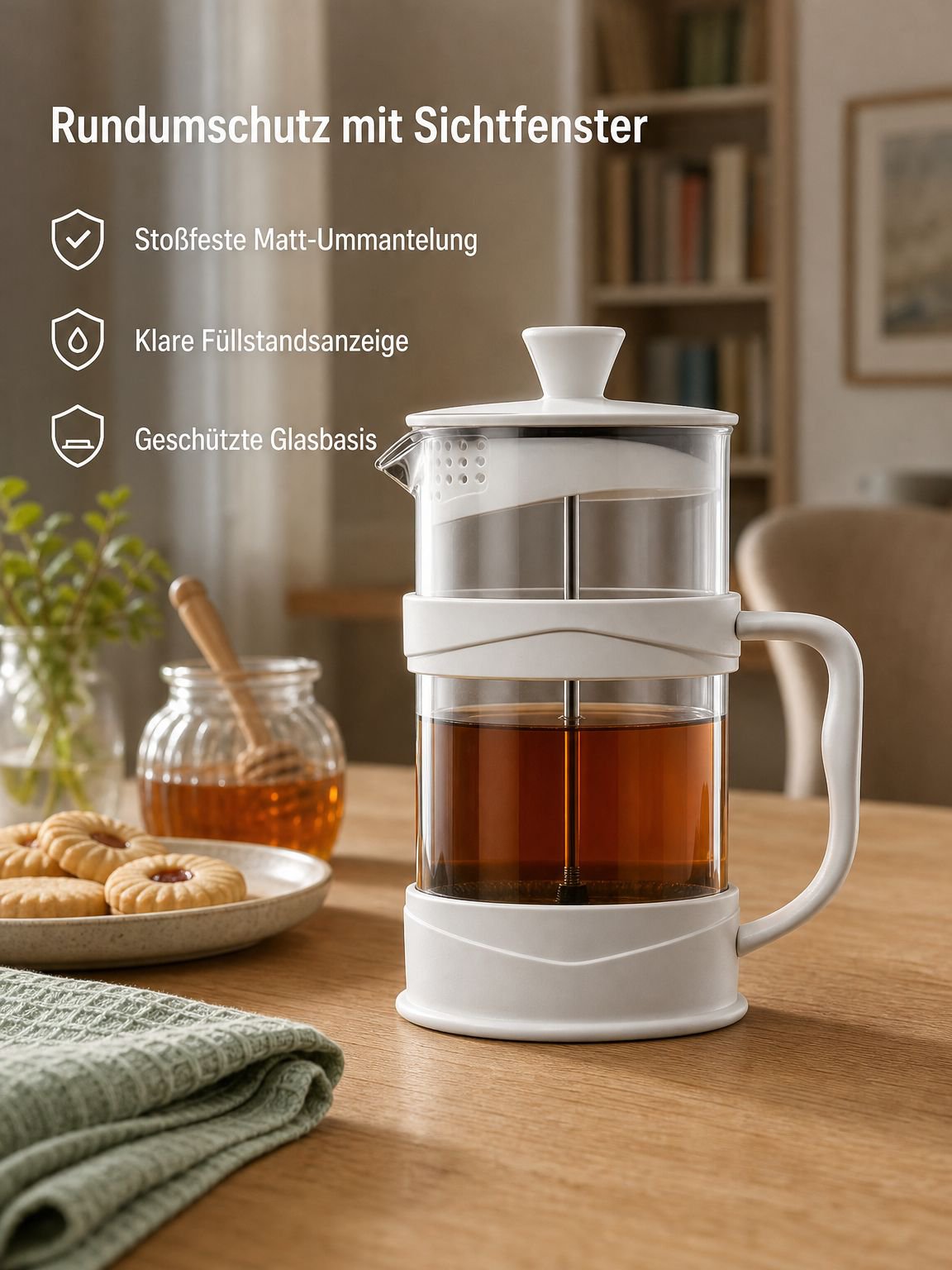 French Press für die manuelle Zubereitung von Kaffee und Tee
