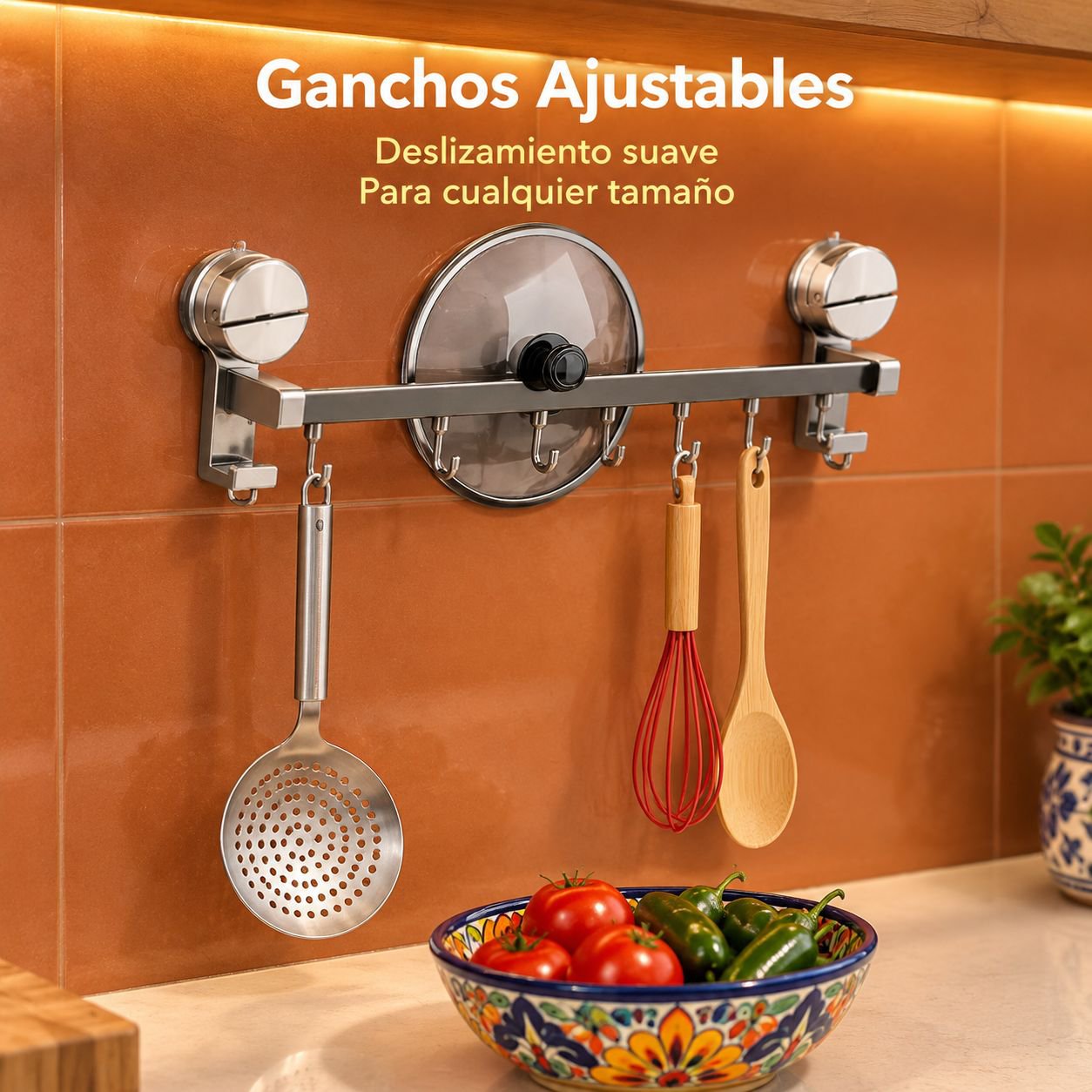 Organizador De Pared Con Ventosa Para Utensilios De Cocina Sin Perforar