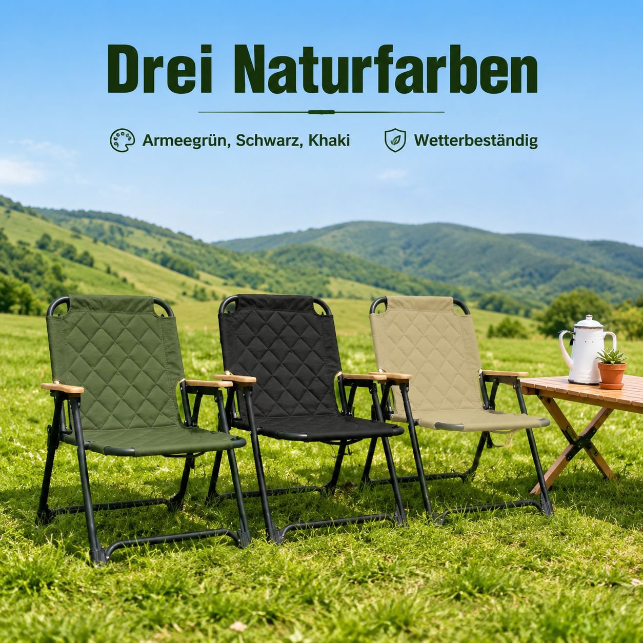 Outdoor-faltbarer, tragbarer Campingstuhl mit verdickter und verstärkter Konstruktion