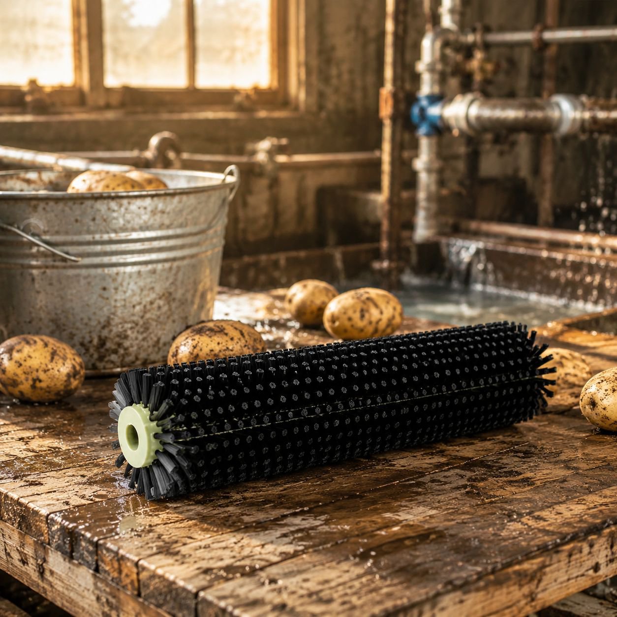Rodillo limpiador agrícola para frutas y verduras, cepillo rodante para limpiar papas