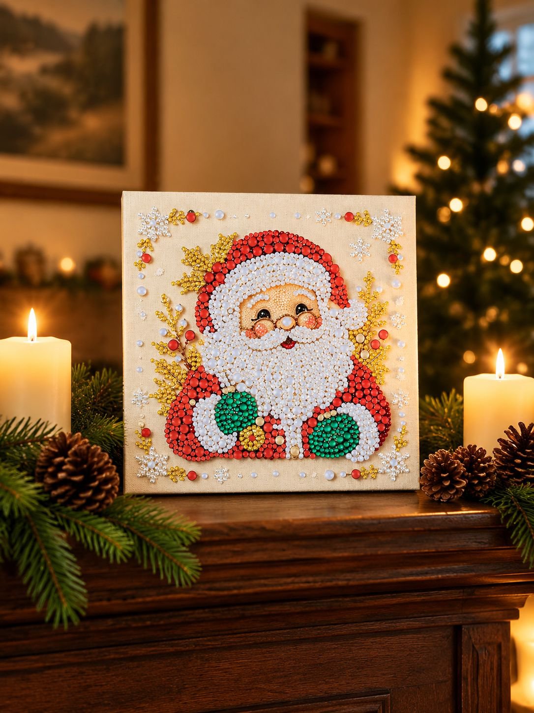 Neues 20x20 Weihnachtsperlen-Malset zum Selbermachen: Dekoratives Malen mit Weihnachtsmannmotiv