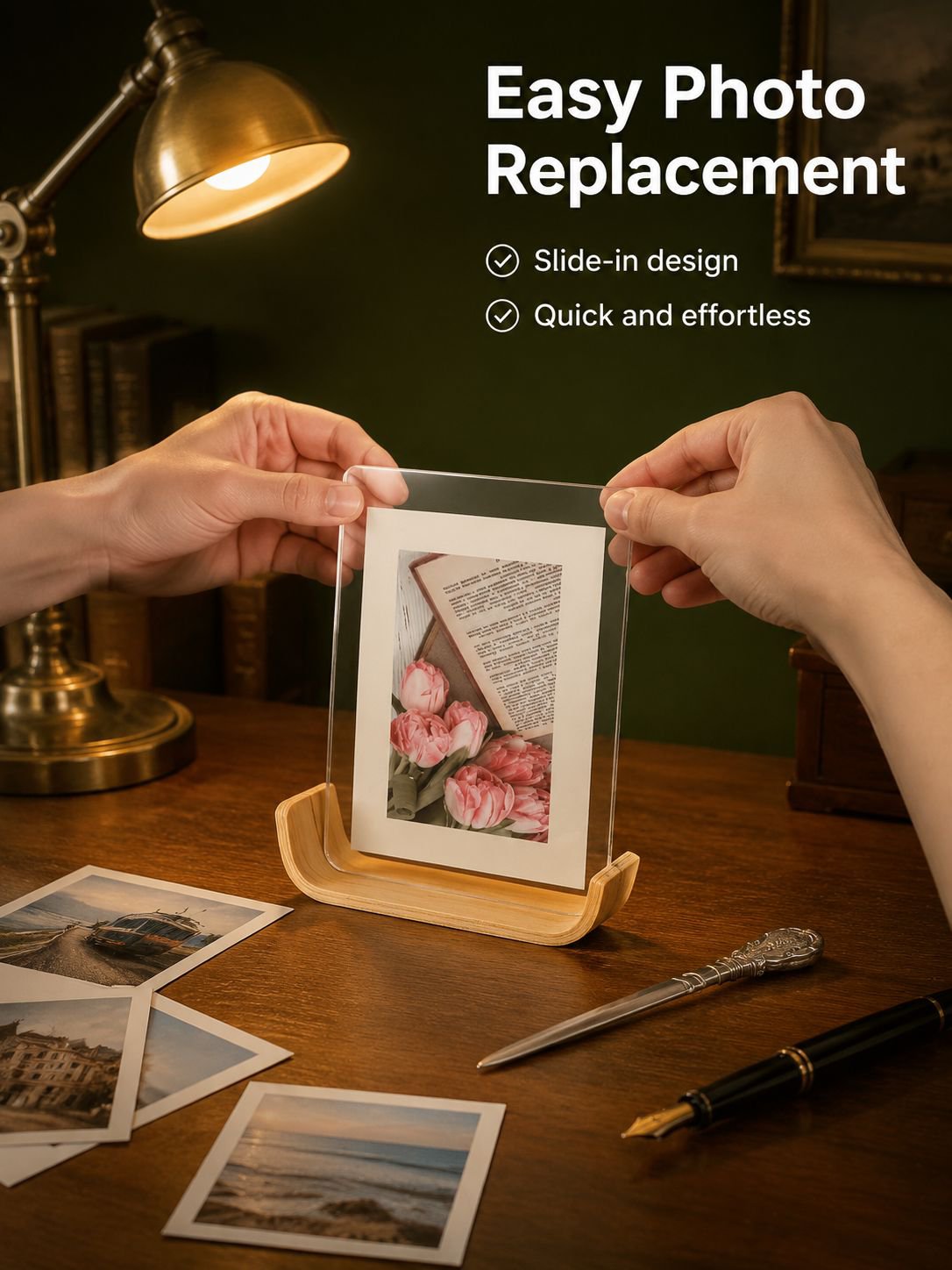 7-Inch Clear Double-Sided Acrylic Photo Frame Stand