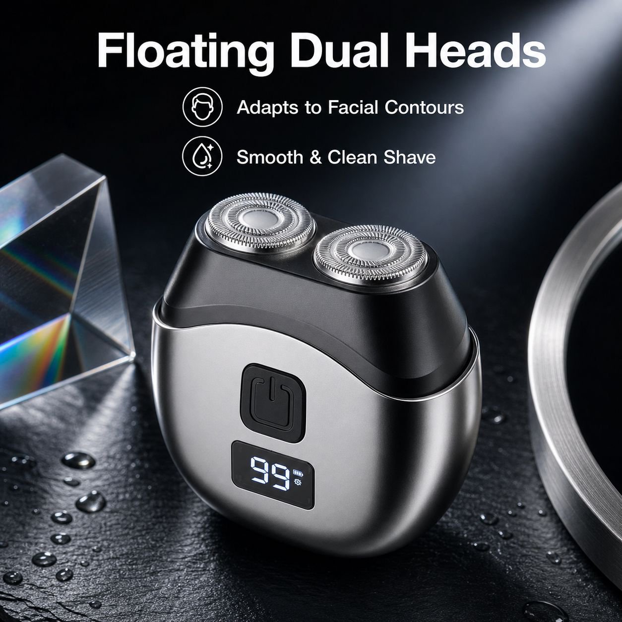 Digital Display Dual-Head Portable Electric Shaver