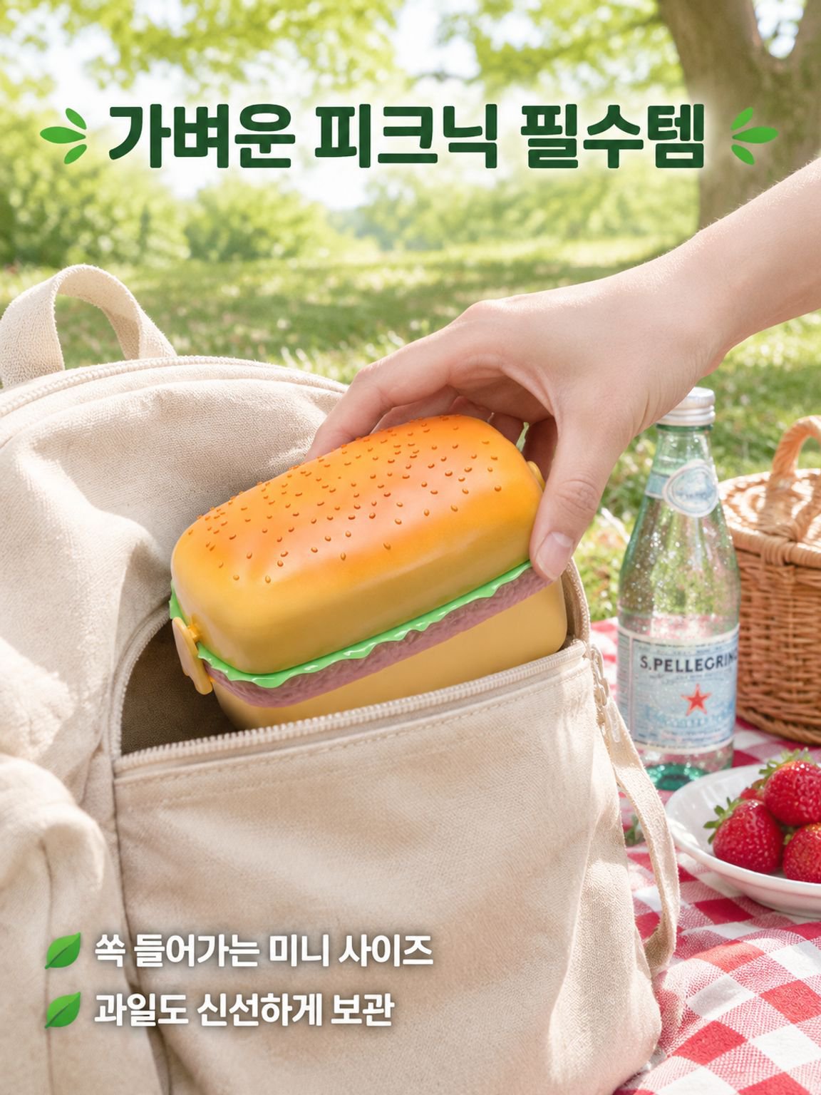 다기능 귀여운 햄버거 도시락 학생 휴대용 도시락 과일함