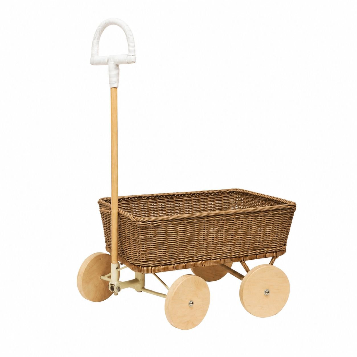 Outdoor Rattan Toy Storage Trolley Basket