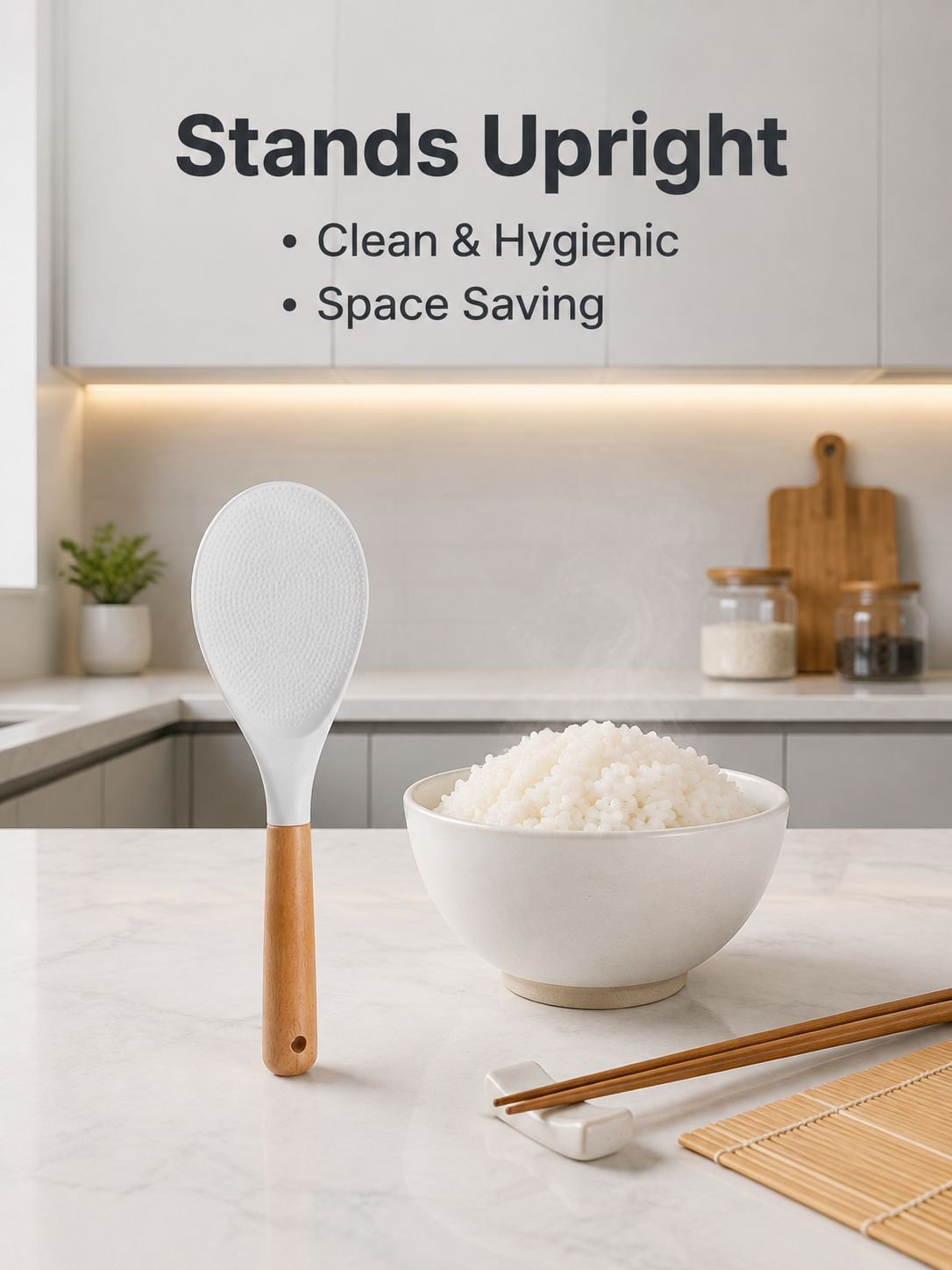 Wooden handle silicone rice spoon
