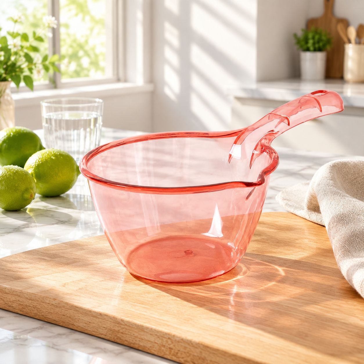 Oversized Home Kitchen Durable Plastic Scoop Long Handle for Bathing and Washing