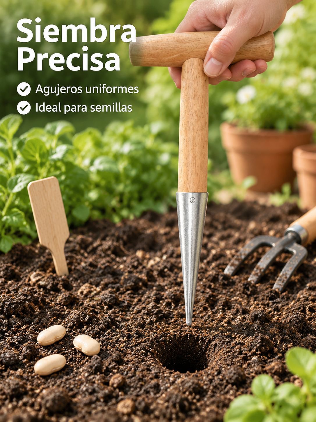 Sembrador de acero inoxidable para jardinería