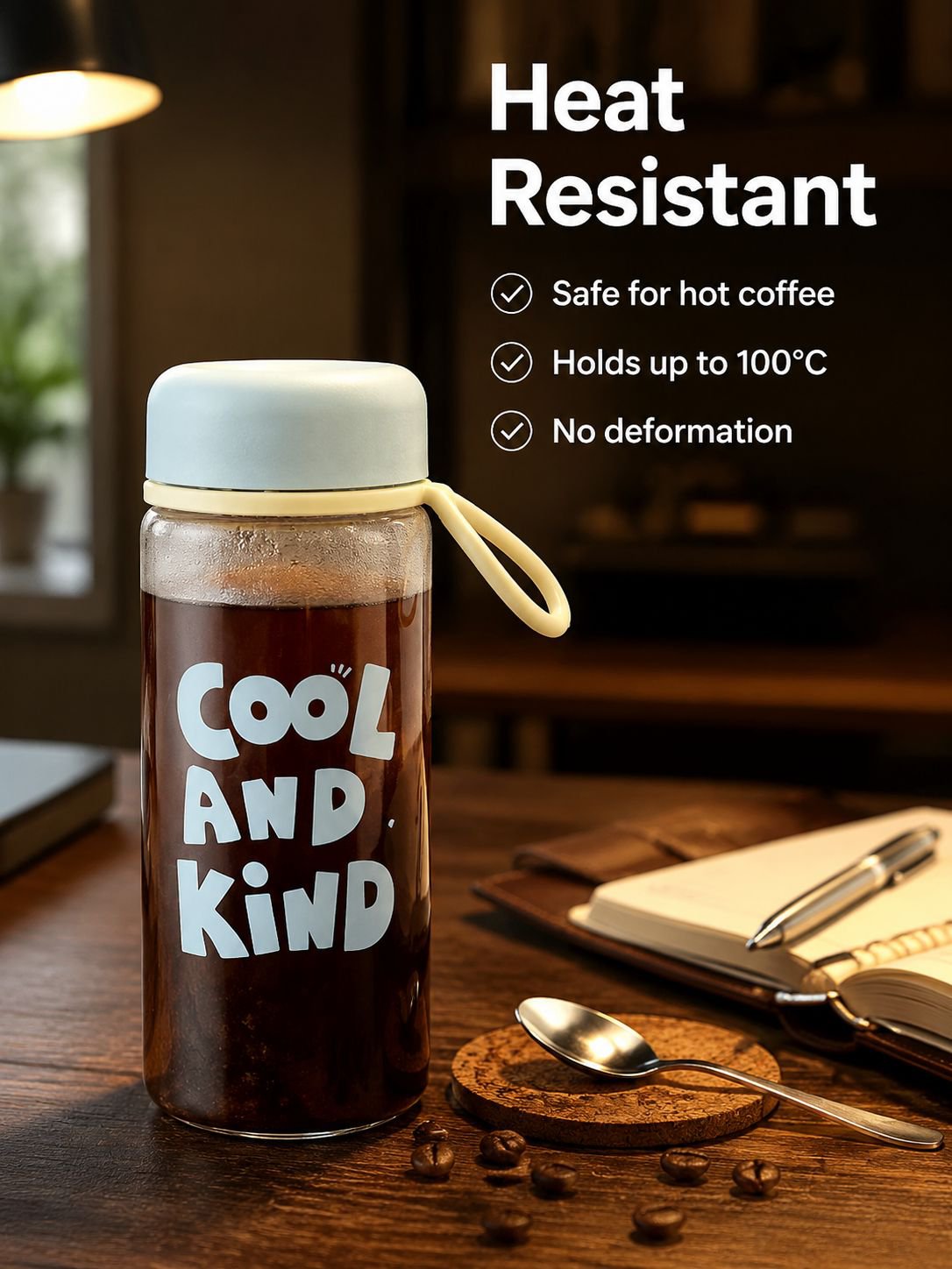 Heat-resistant reusable cup for convenient daily drinking