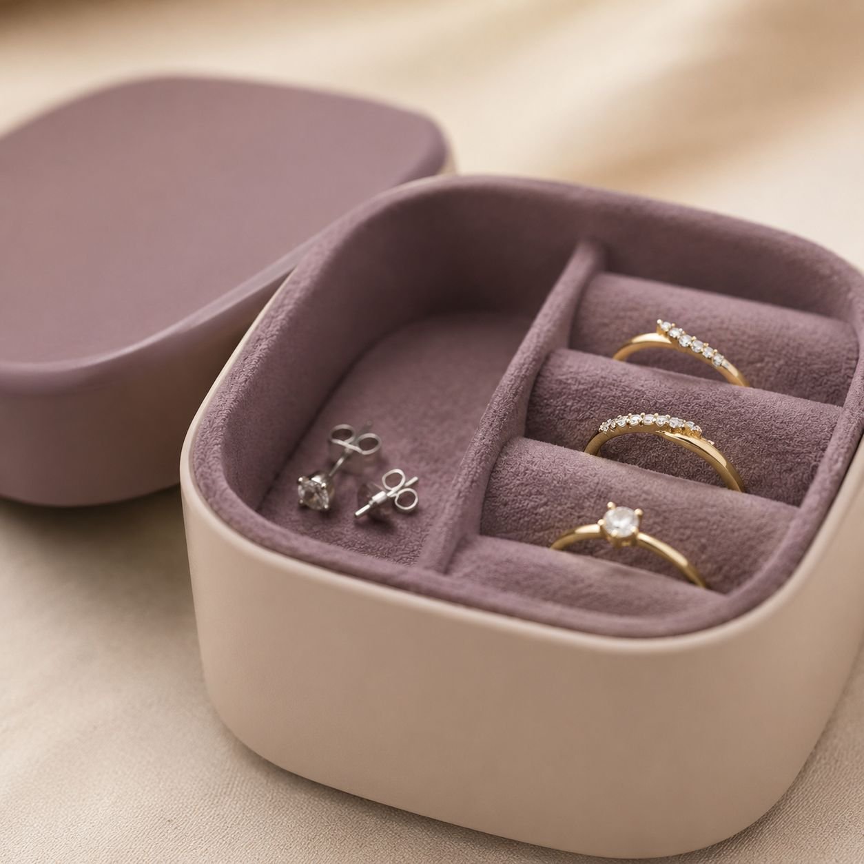 Modern lipstick and jewelry holder with clear lid