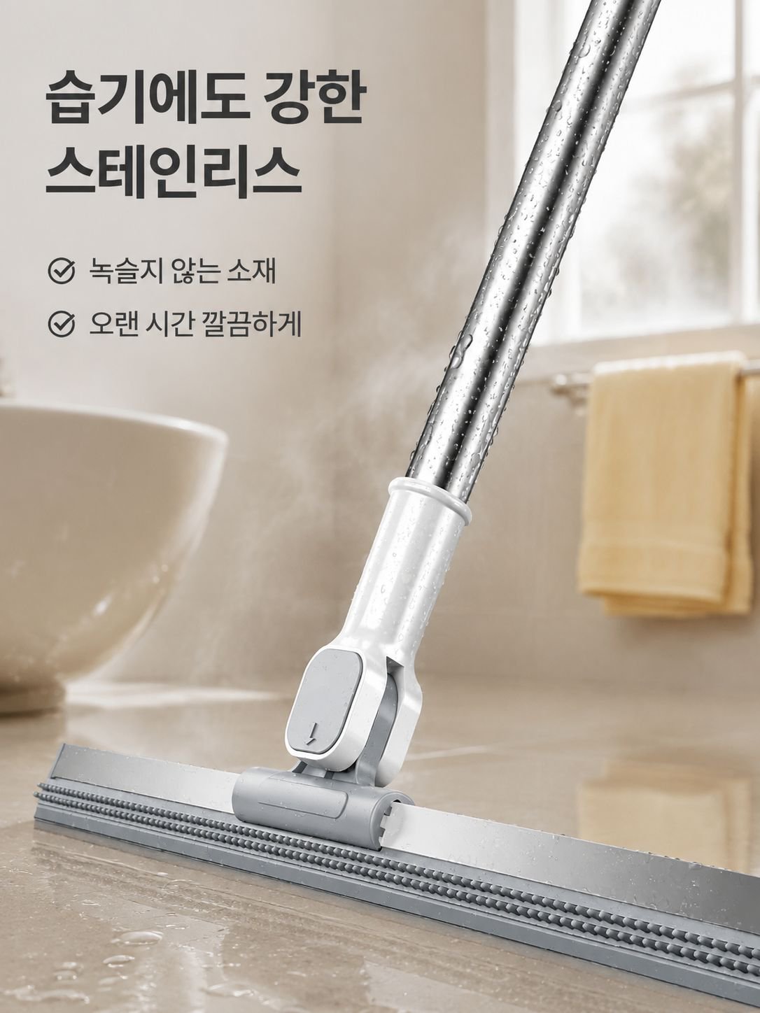 창문 청소에 활용되는 실리콘 빗자루